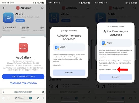 Instalación del APK y bloqueo por parte de Play Protect