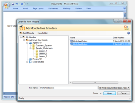 Integra Moodle en Office con un plugin de Microsoft