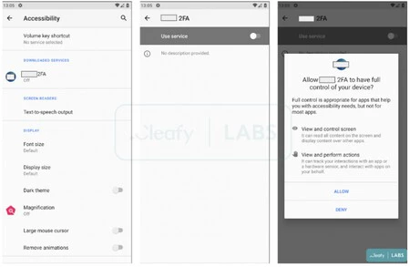 Revive マルウェアによって要求された権限