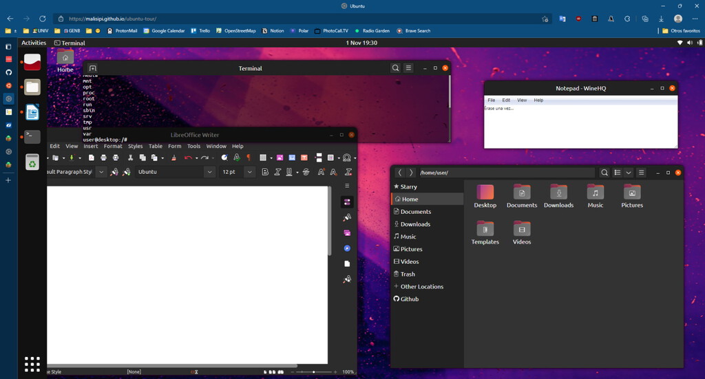 Ubuntu Online 21.10 nos permite experimentar en un navegador la experiencia de usar la última versión de Ubuntu para escritorio