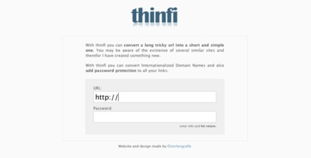 Thinfi, direcciones cortas protegidas por contraseña