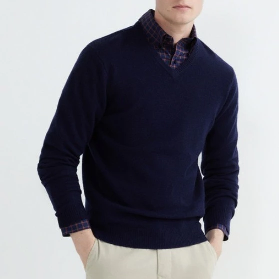 Rushmore Jersey de lambswool de cuello pico de hombre