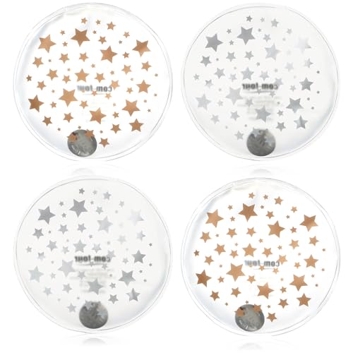 com-four® 4X Calentadores de Bolsillo Calentadores de Bolsillo Reutilizables - Calentadores de Manos con Estrellas pequeñas - Almohadilla térmica (04 Piezas - Estrellas pequeñas Transparentes)