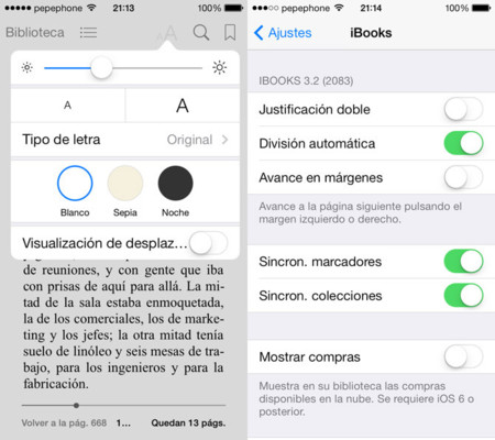 Configuración de iBooks