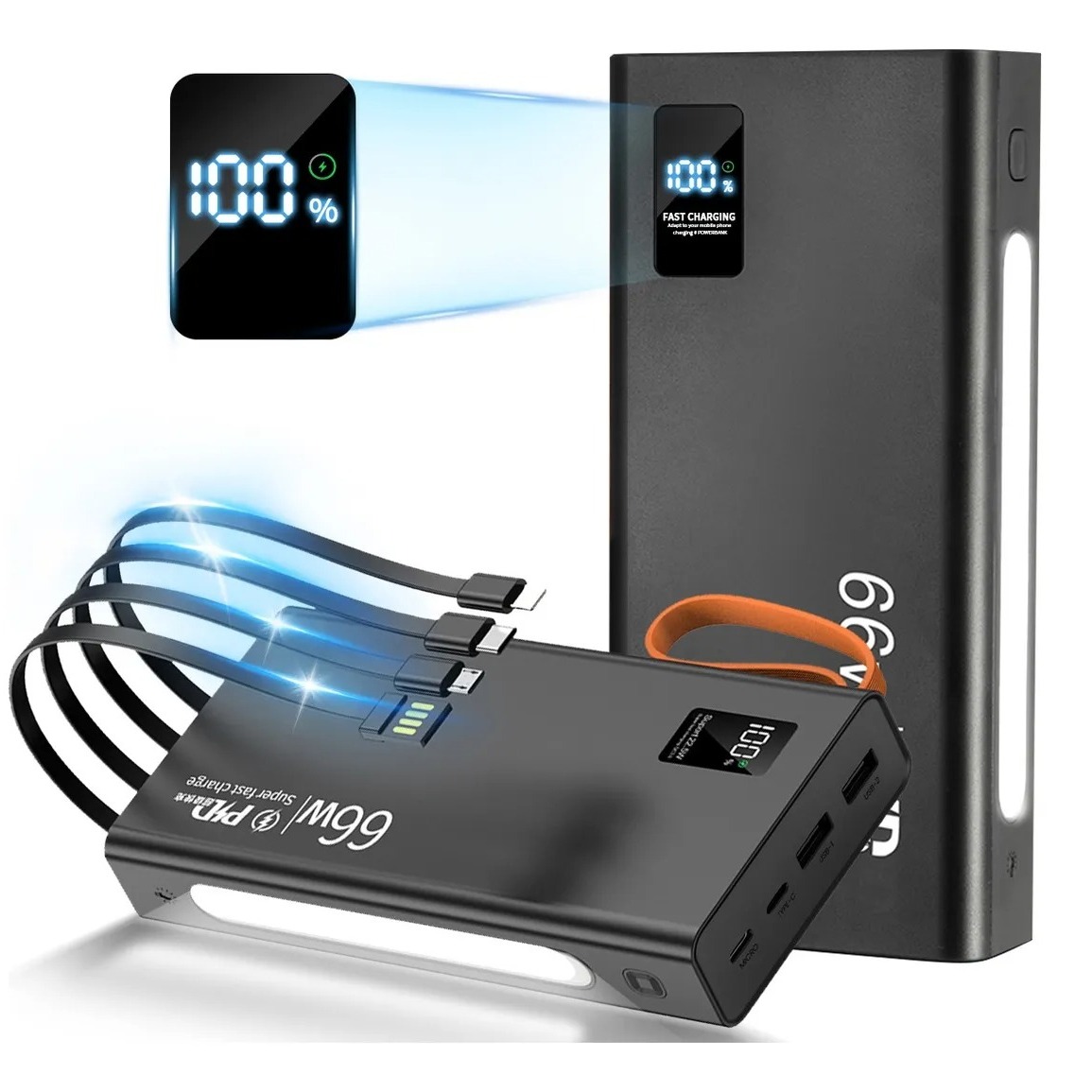 Power bank de 35,000 mAh con linterna integrada