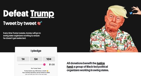 "Acabar con Trump" vía Twitter: esta plataforma recauda dinero cada vez que el presidente de EEUU twitee para acabar con su reelección