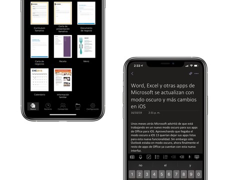 Word, Excel y otras apps de Microsoft se actualizan con modo oscuro y más cambios en iOS