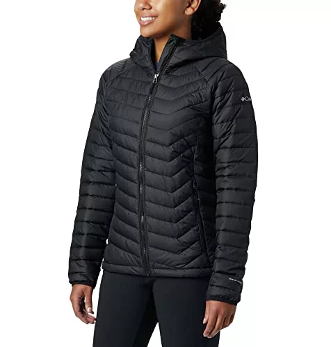 Columbia Powder Lite Hooded Jacket, Chaqueta Acolchada Con Capucha Mujer, Black, M