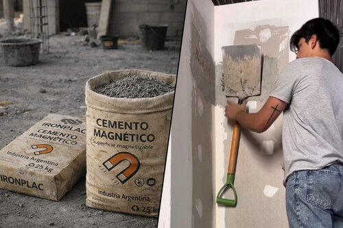 Un joven de 29 años ha inventado un cemento que hace las paredes magnéticas: una solución para colgar cosas sin taladro ni tornillos 