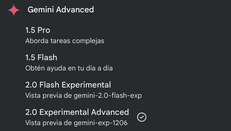 Modelos de lenguaje de Gemini que pueden seleccionarse en el navegador