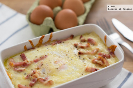 Huevos al nido con bacon. Receta