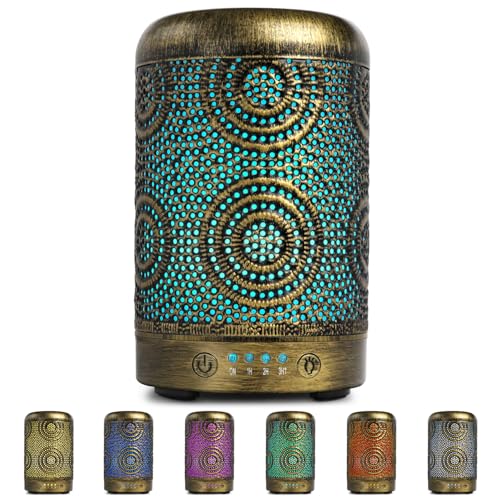 SALKING Difusor de Aceites Esenciales, 100ml Humidificador Ultrasonico de Aceite Esenciales con LED de 7 Colores, 4 Temporizador e Auto-Apaga, Difusor de Aromas Sin BPA, para Hogar y Oficina