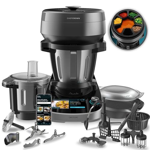 Cecotec Robot de Cocina Multifunción con Dispensador de Alimentos Mambo CooKing Total Gourmet. 2200W, 45 Funciones, Miles de Recetas Guiadas, Jarra Unique de 4,5L y Jarra Victory de 5L, Accesorios