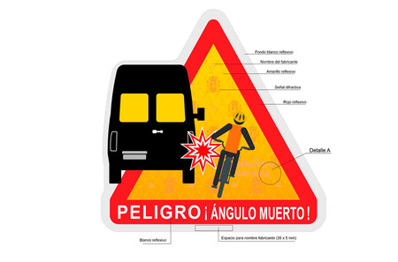 Nueva señal  voluntaria de advertencia de peligro de ángulos muertos de la DGT