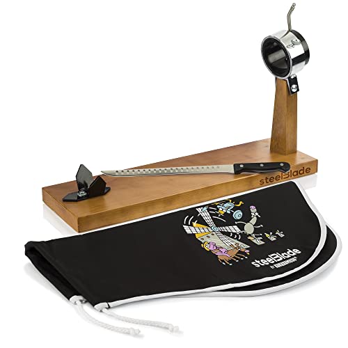 Steelblade - Jamonero Giratorio, cuchillo y cubrejamón Kukuxumusu