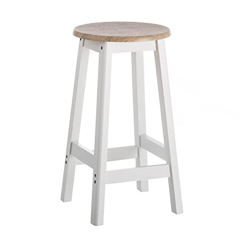 LOLAhome Taburete de Cocina Moderno Blanco de Madera de 54x29x29 cm -