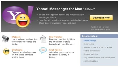 Yahoo Messenger Mac 3.0 beta 2 ya listo para ser descargado