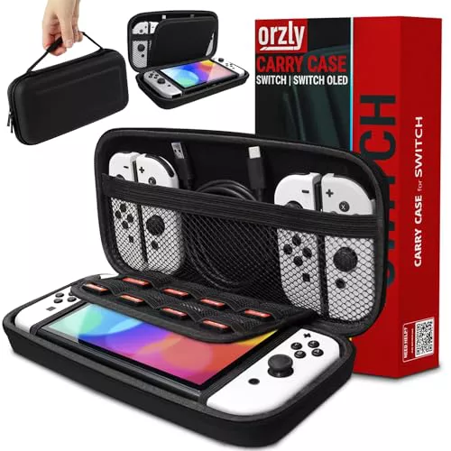 Orzly Estuche de Transporte Compatible con Switch OLED y Consola Switch Original - Estuche Protector de Viaje portátil rígido con Bolsillos de Almacenamiento