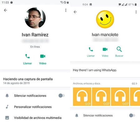 公式 WhatsApp (左) と WhatsApp ベータ版 (右)