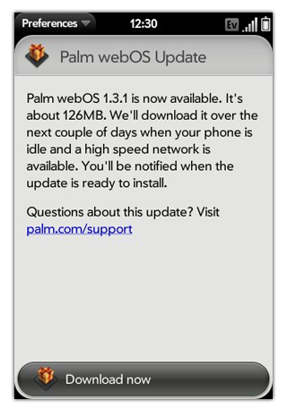 Palm Pre empieza a recibir la actualización a webOS 1.3.1