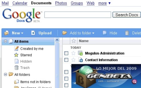 Google Docs, la mejor aplicación web del 2009