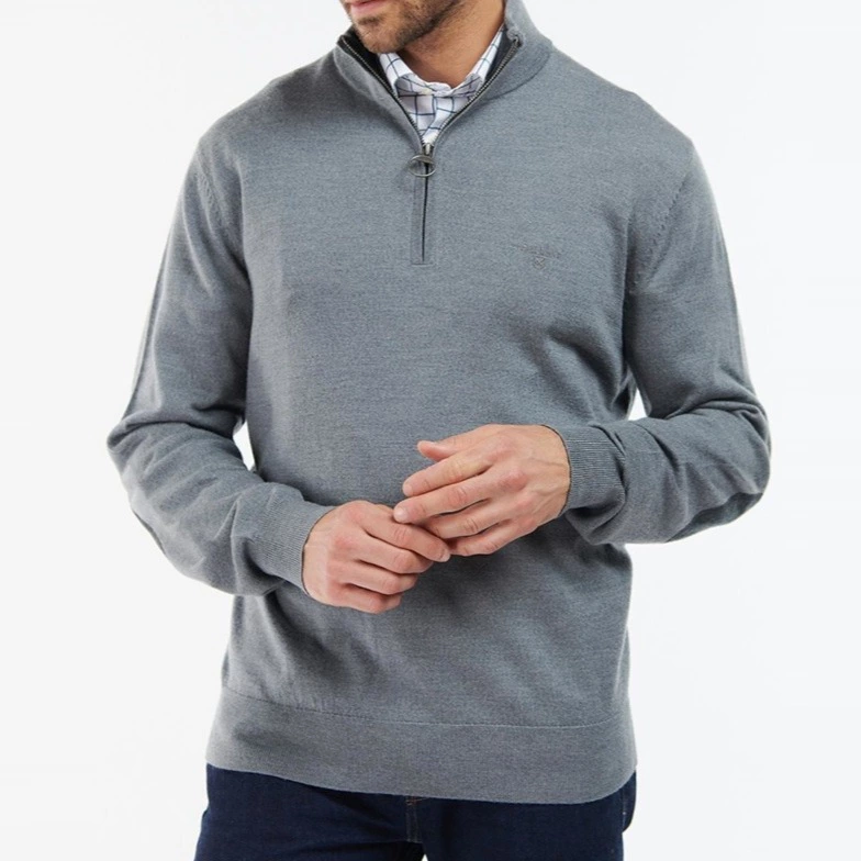 Barbour Jersey de hombre de manga larga y cuello de cremallera