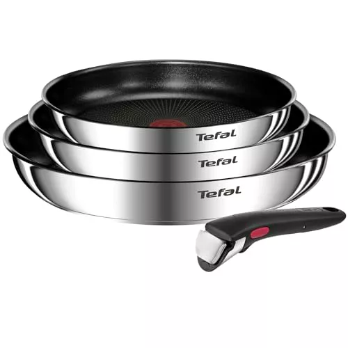Tefal Ingenio Emotion - Juego de 3 Sartenes, Acero inoxidable