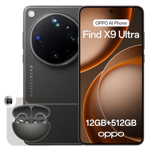 OPPO Find X9 Ultra 5G Smartphone Liberado, Cámaras Hasselblad 200MP+50MP, Zoom Óptico 10x, Video 8K, 7050mAh, Carga 100W, Pantalla 144Hz, Snapdragon 8 Elite Gen 5, Tundra Umber (con Enco Clip2)
