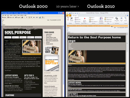 Outlook 2010 seguirá usando un motor de HTML obsoleto