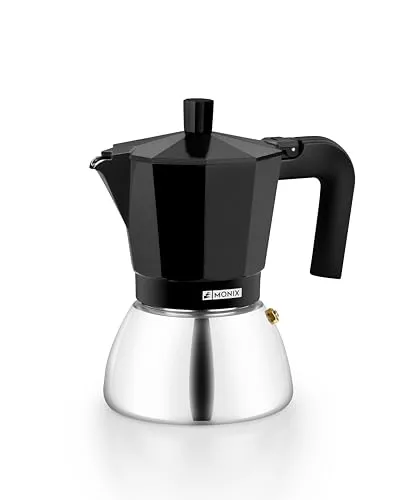 Monix Induction Inox | Cafetera Italiana, 6 tazas, color negro