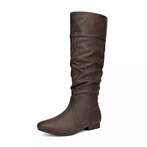DREAM PAIRS Botas Caña Alta Mujer,Marrón,40