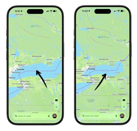 El nombre del lago cambia según la región del iPhone