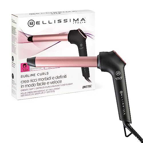 Bellissima Imetec Sublime Curls Rizador, 25 mm de Diámetro, Pantalla, 3 Temperaturas, Revestimiento Cerámico Diamond, Calor Constante, Punta Antiquemaduras, Calentamiento Rápido, Cable de 1,8 m