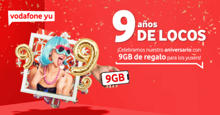 'Vodafone yu' regala 9GB de datos a todos sus clientes, incluidas nuevas altas, con motivo de su noveno aniversario