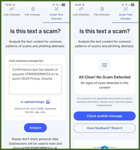 Escáner Mensajes Estafas