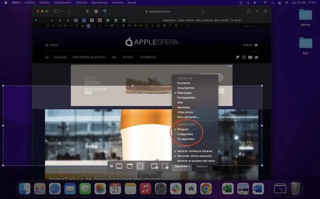 captura de pantalla mac temporizador apple