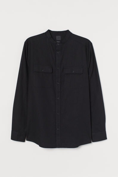 Regular fit mandarin collar shirt