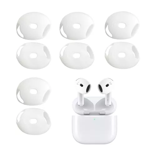 Godneei Almohadillas Auriculares para AirPods 4, Gomas Auriculares de Silicona Compatibles con Apple AirPods 4, Almohadillas Ultrafinas Antideslizantes, 4 Pares (Blanco)