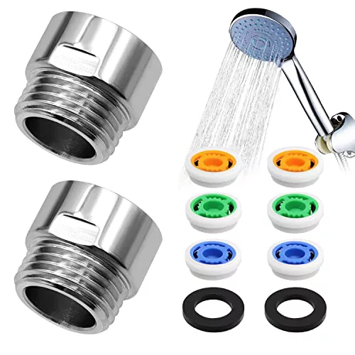 Limitadores de Flujo de Agua, 2 Piezas Restrictor de Flujo de Agua Ahorro de Agua de la Ducha de Flujo Reductor para Cabezal de Ducha Fijo o de Mano, Hasta 80% de Ahorro de Agua 4L-7L-9L/min