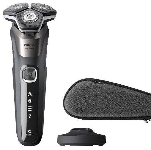 Philips S5000 S5887/35, Afeitadora eléctrica, Seco y mojado, Sensor barba, Soporte de carga, Funda de viaje, Cortapatillas.