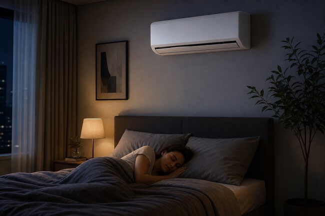 Chica Durmiendo Con Un Aire Acondicionado