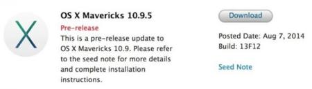Apple distribuye entre los desarrolladores la Build 13F12 de la Beta 10.9.5 de Mavericks