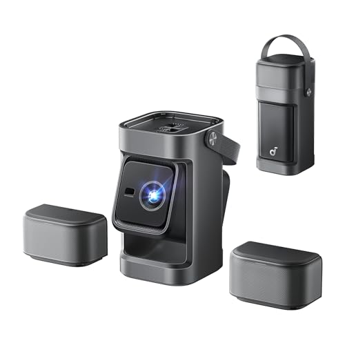 Soundcore Nebula P1 Portable GTV Projector with Detachable Speakers, 650 ANSI Lumens, 1080p, 20 W Real 2.0 Sound, Dolby Audio, Automatic Adjustment, 180'' Screen and Carrying Handle
