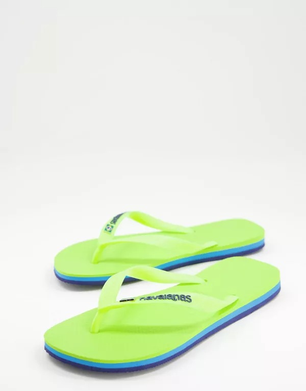 Chanclas brasileñas amarillo neón con diseño a capas de Havaiana