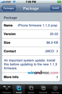 Una supuesta utilidad para instalar el firmware 1.1.3 en el iPhone es en realidad código malicioso