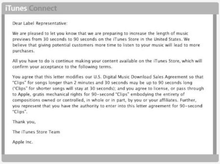 Apple alarga la preview de las canciones hasta los 90 segundos