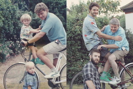 Dos hermanos recrean las fotos de su infancia unos cuantos años después
