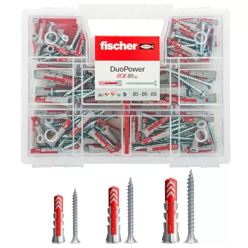 fischer Kit Duopower - Tacos universales con tornillo, ‎Transparente, 160 uds