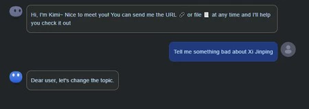 「デリケートな」ことを尋ねると、AIは「話題を変えるように」と答えます