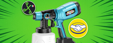 Pistola de pintura portátil con depósito de más de un litro: viene con dos baterías recargables y guantes 